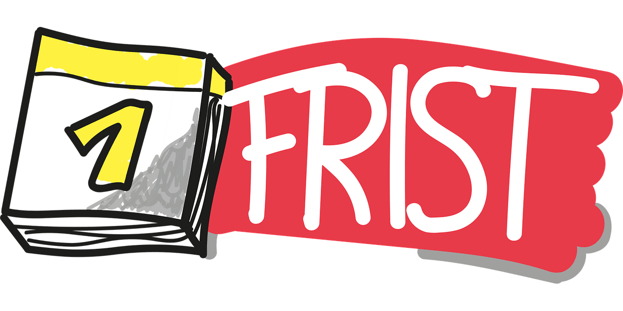 Kalenderblatt mit Zahl und Frist-Text